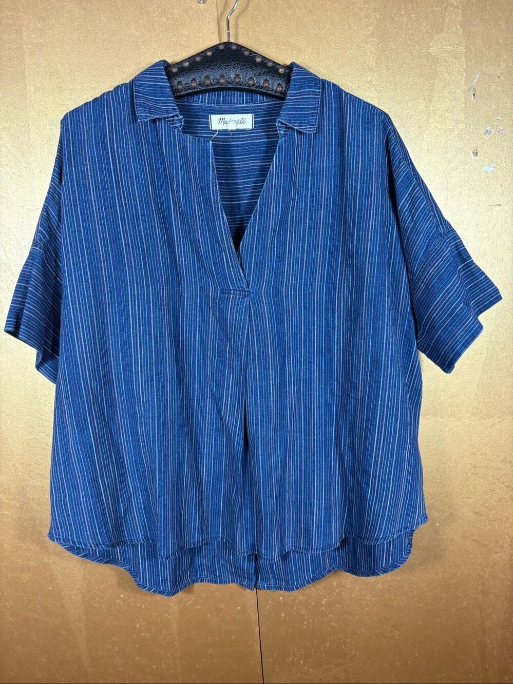 Madewell Courier Button Back Shirt in Cecile Stripe size L
